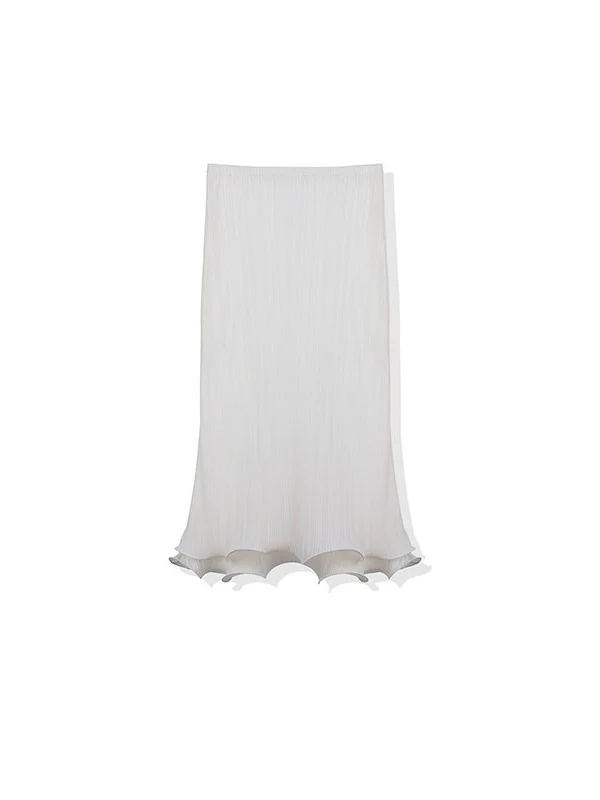 Sculptural 3D Pleated Midi Skirt — Atmosphere-Driven Miyake-Inspired Textured Skirt - konjwa