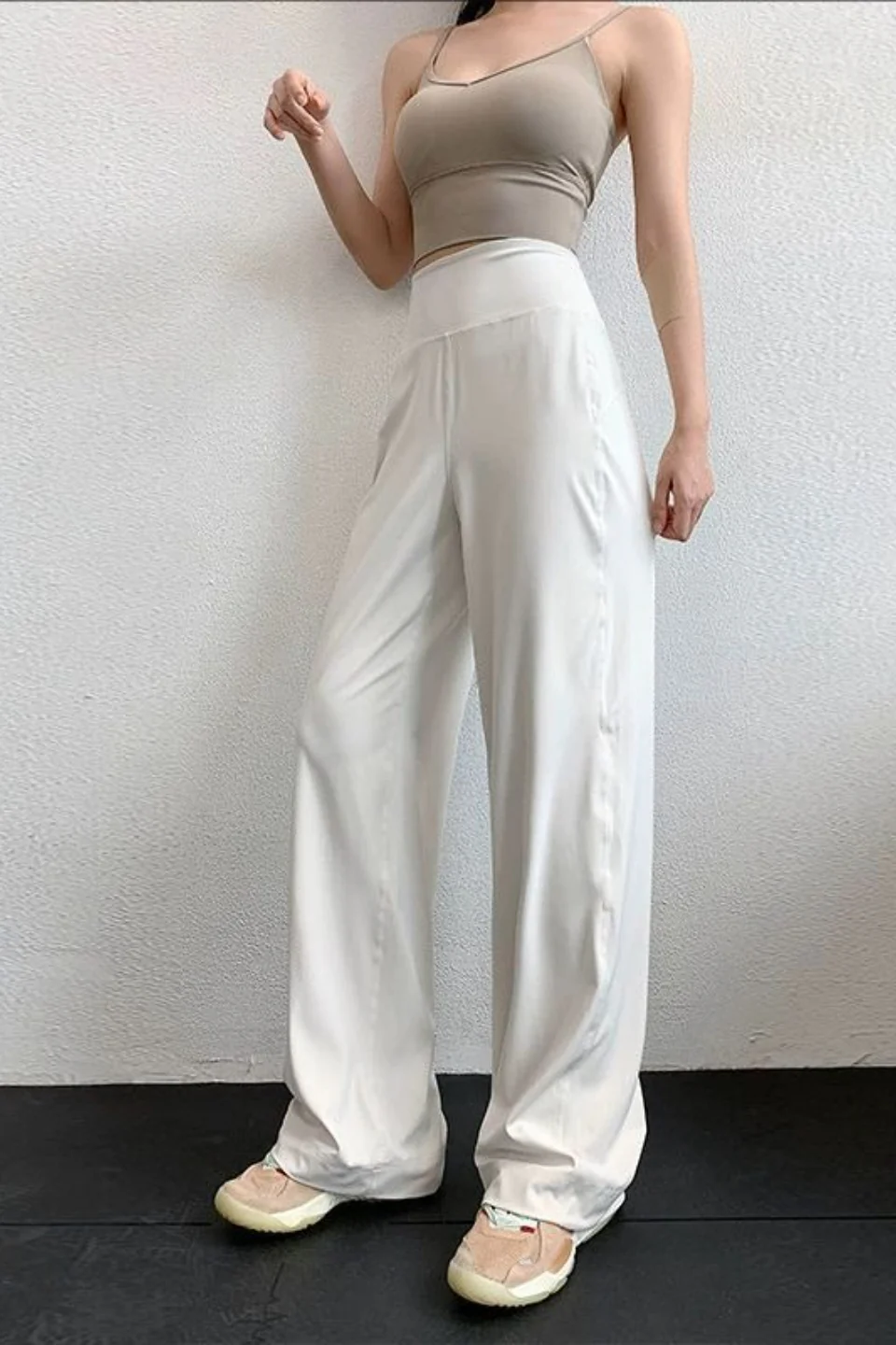 Barely There Drapey High Waisted Wide Leg Workout Pants - konjwa