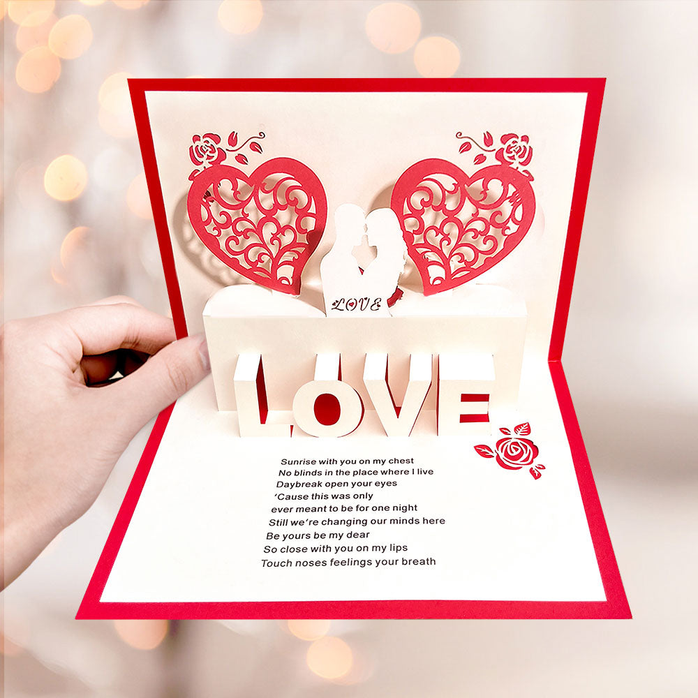 Custom 3D Pop-Up Card Personalized Heart Couple Pop Up Greeting Card - konjwa