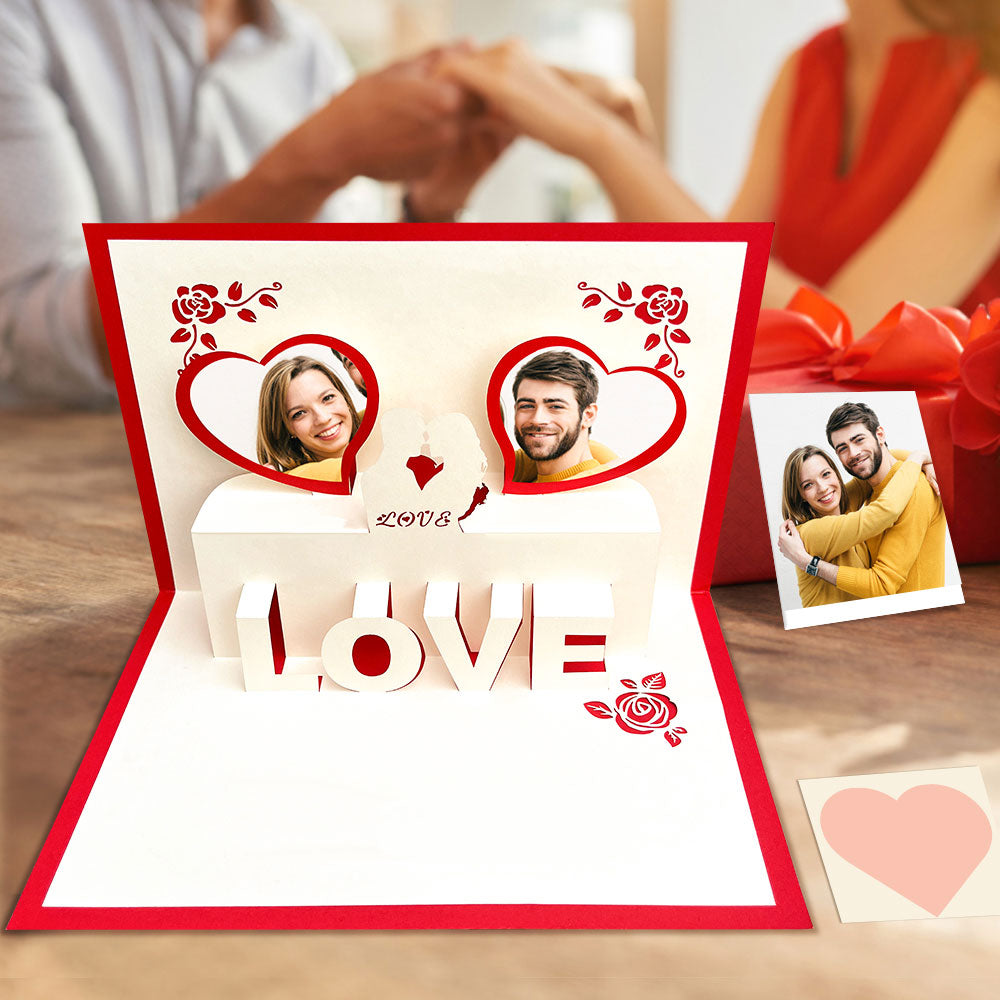 Custom Photo 3D Pop-Up Card Personalized Heart Pop Up Greeting Card - konjwa