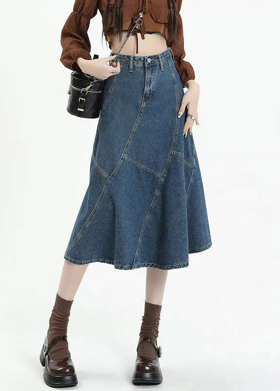 Original Design Blue High Waist Patchwork Denim Skirts Spring Summer - konjwa
