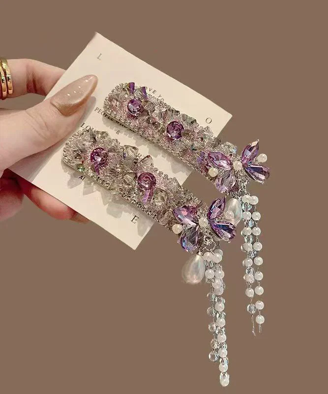Retro Green Alloy Zircon Butterfly Tassel A Pair Hairpin - konjwa