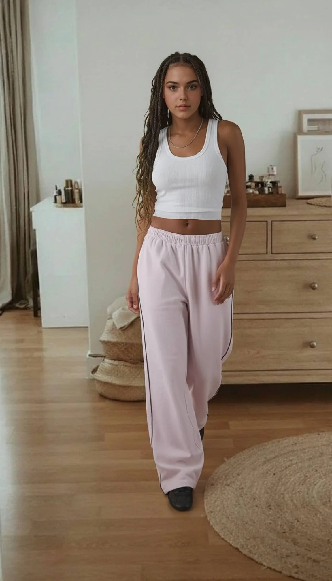 Elastic Waist Loose Fit Casual Pants - konjwa