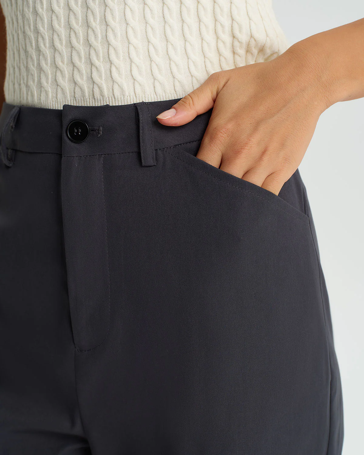 Grey Natural Waisted Flared Pants - konjwa