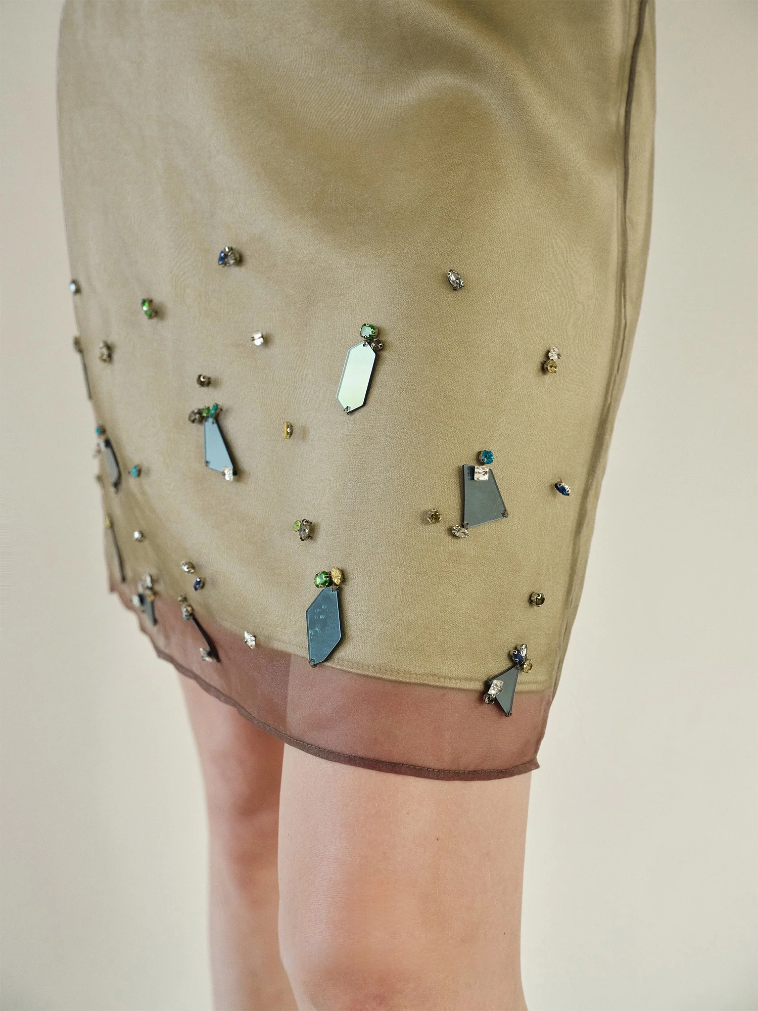 Handmade Beaded Japanese Acetate Double-Layer Skirt | High-End Patchwork Short Midi Skirt for Women - konjwa