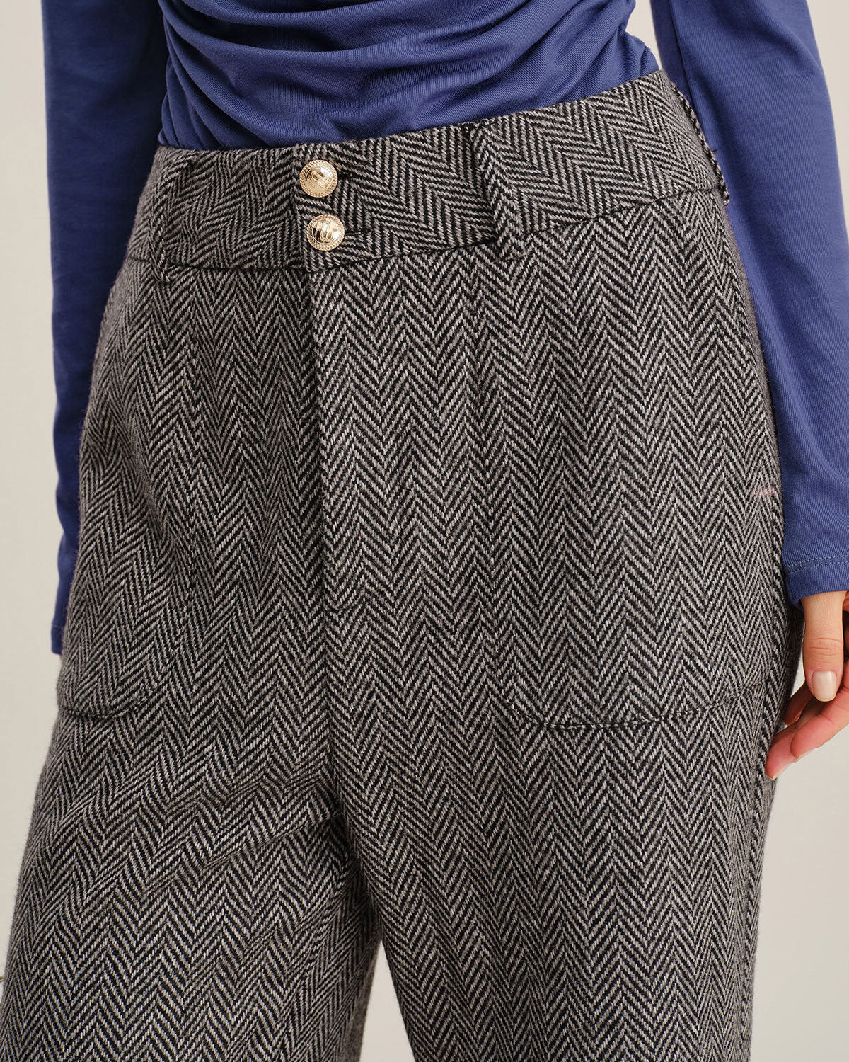 Grey Tweed Straight Pants - konjwa