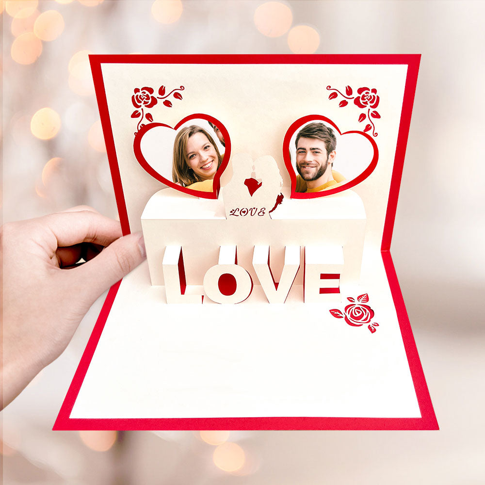 Custom Photo 3D Pop-Up Card Personalized Heart Pop Up Greeting Card - konjwa