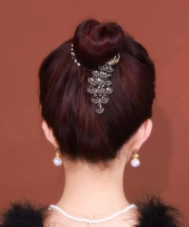 Fine Black Metal Inlaid Gem Stone Zircon Peacock Hairpin - konjwa