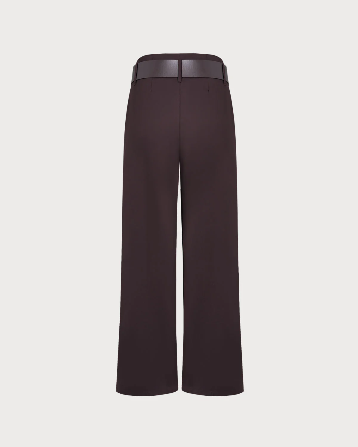 Brown Belted Straight Casual Pants - konjwa