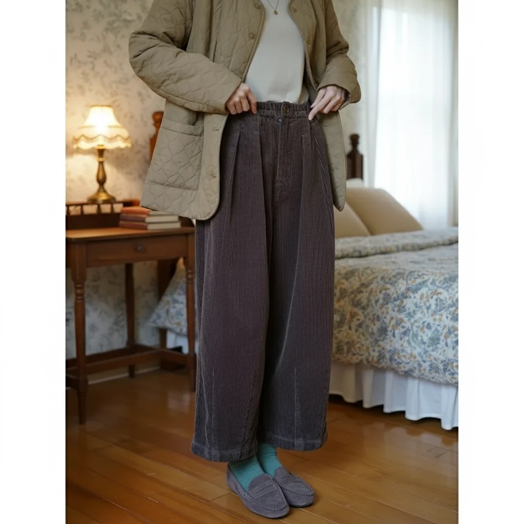 Vintage Corduroy Baggy Pants Winter - konjwa