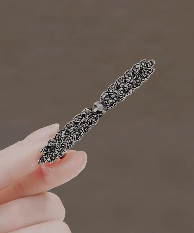 Stylish Black Alloy Zircon Ear Of Wheat Hairpin - konjwa