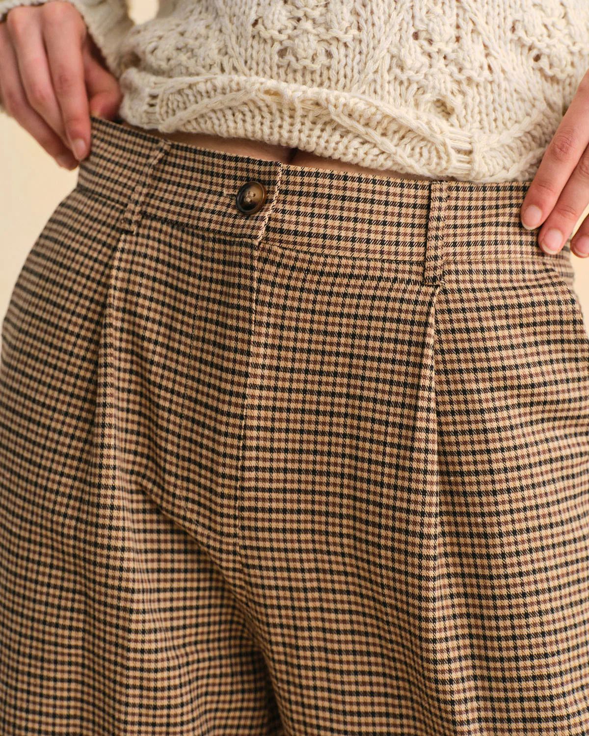 Brown Plaid Straight Pants - konjwa