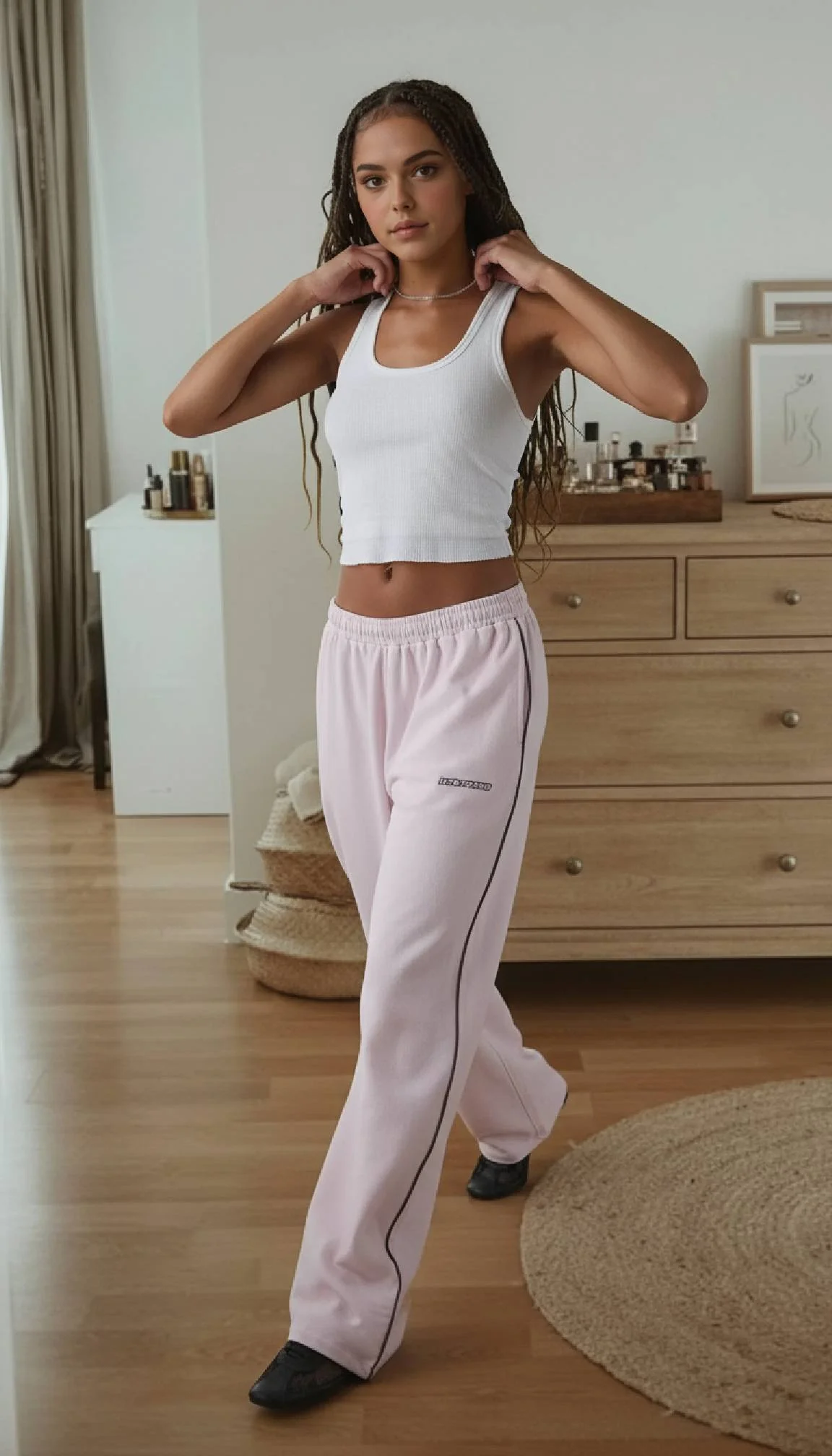 Elastic Waist Loose Fit Casual Pants - konjwa