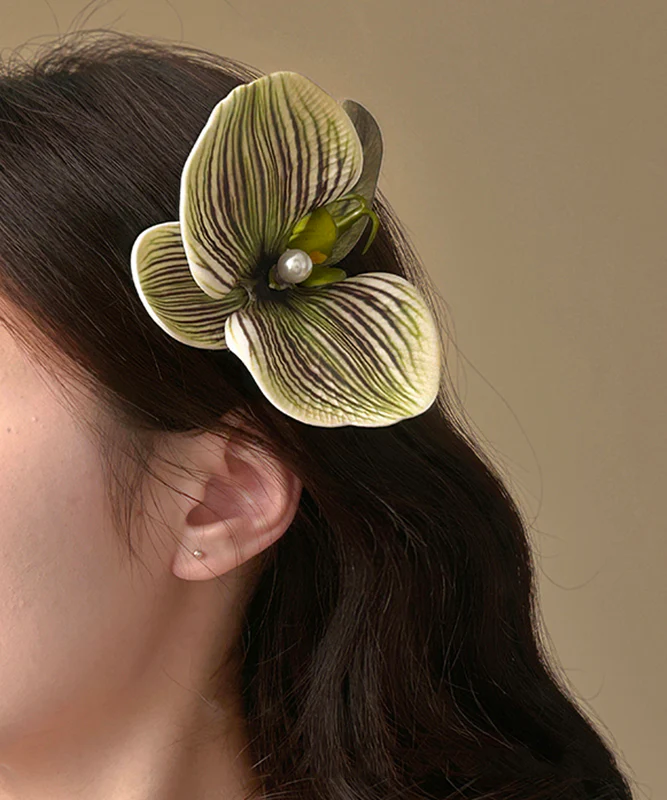 Unique Purple Silicone Cotton Pearl Floral Hairpin - konjwa