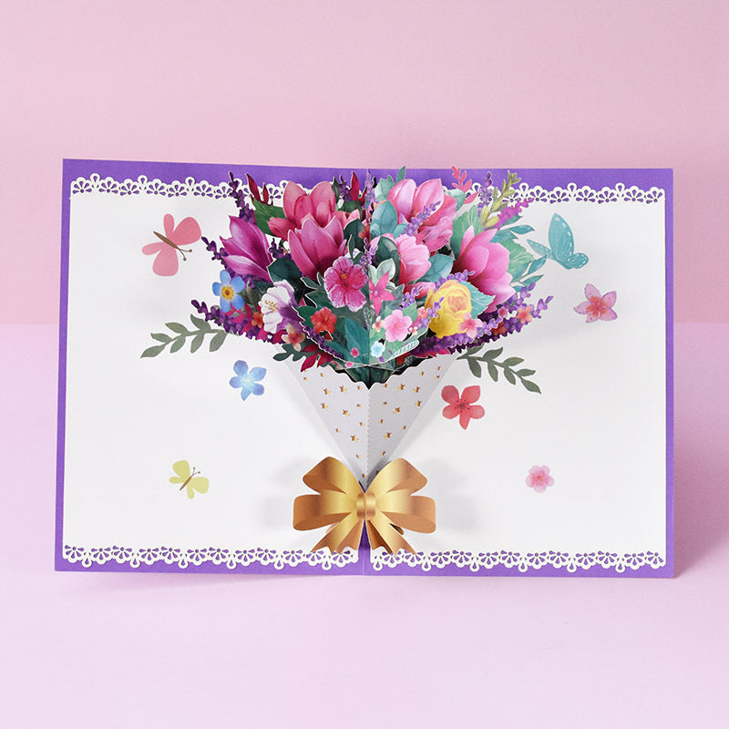 Mother's Day Greeting Card Creative Three-dimensional Magnolia Bouquet Gifts - konjwa