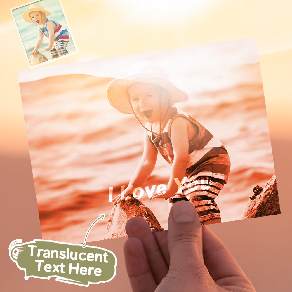 Custom Photo Hidden Text Greeting Card Cute Boy Card Gift for Child - konjwa