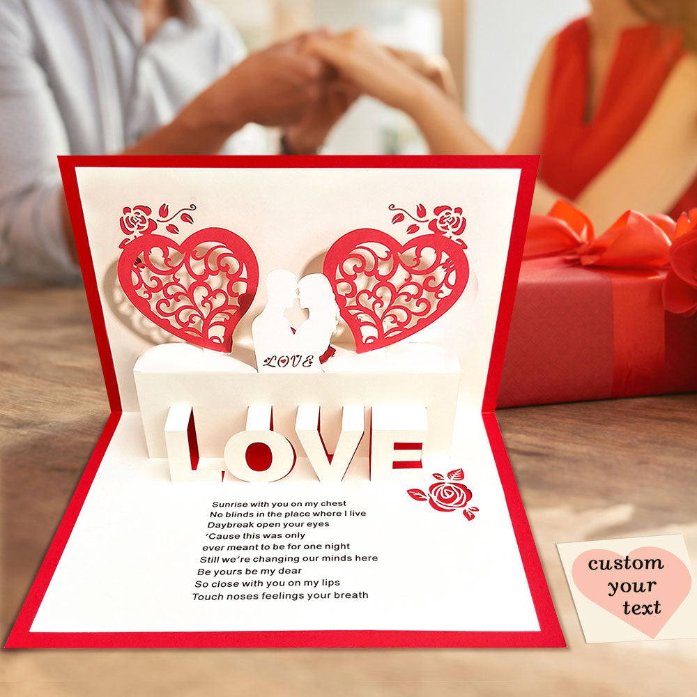 Custom 3D Pop-Up Card Personalized Heart Couple Pop Up Greeting Card - konjwa