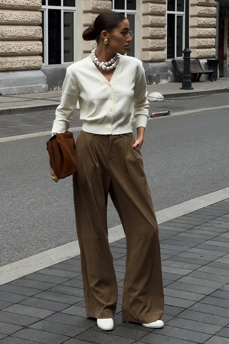 Drapey Vintage Corduroy Loose Casual Cotton Pants - konjwa