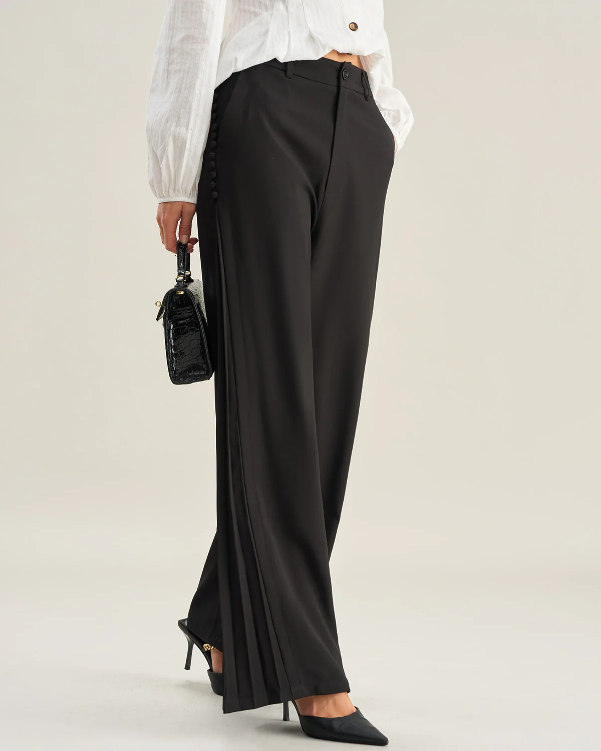 Black Flare Casual Pants - konjwa
