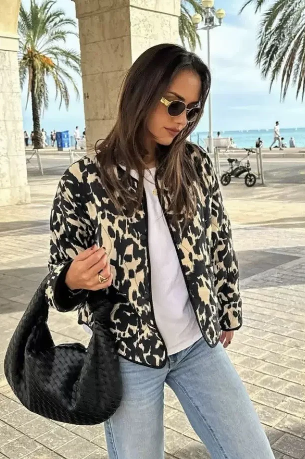 Textured Animal Print Jacket - konjwa