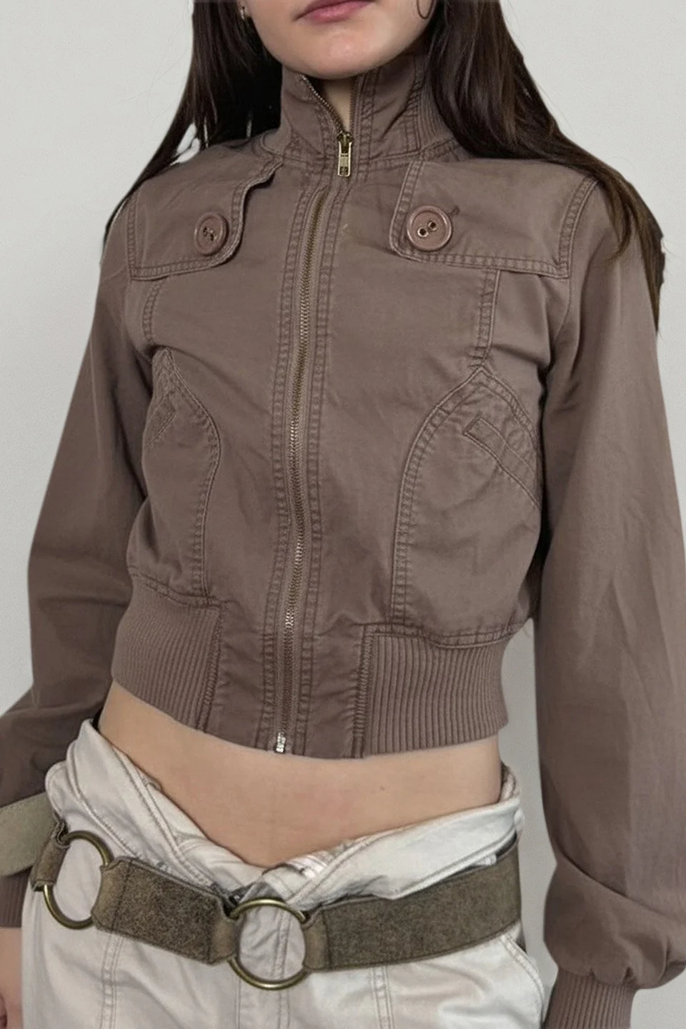 Utility Stand Collar Cropped Jacket - konjwa