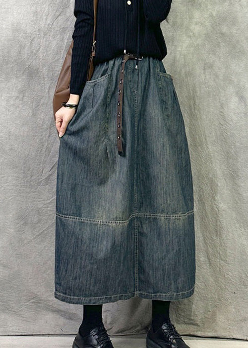 Modern Old Blue Pockets High Waist Denim Skirt Spring - konjwa