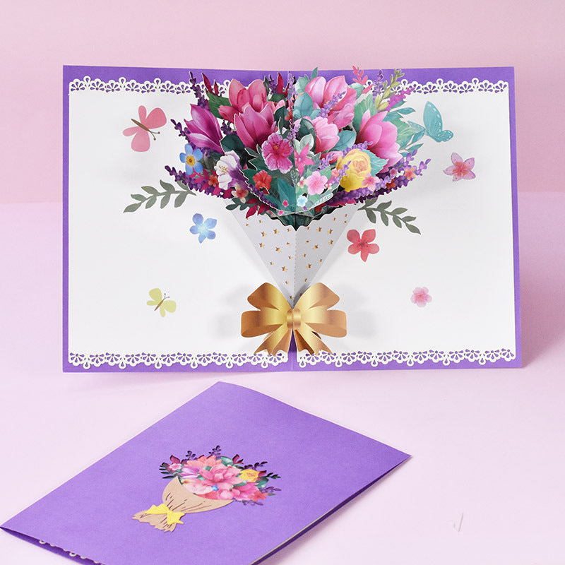 Mother's Day Greeting Card Creative Three-dimensional Magnolia Bouquet Gifts - konjwa