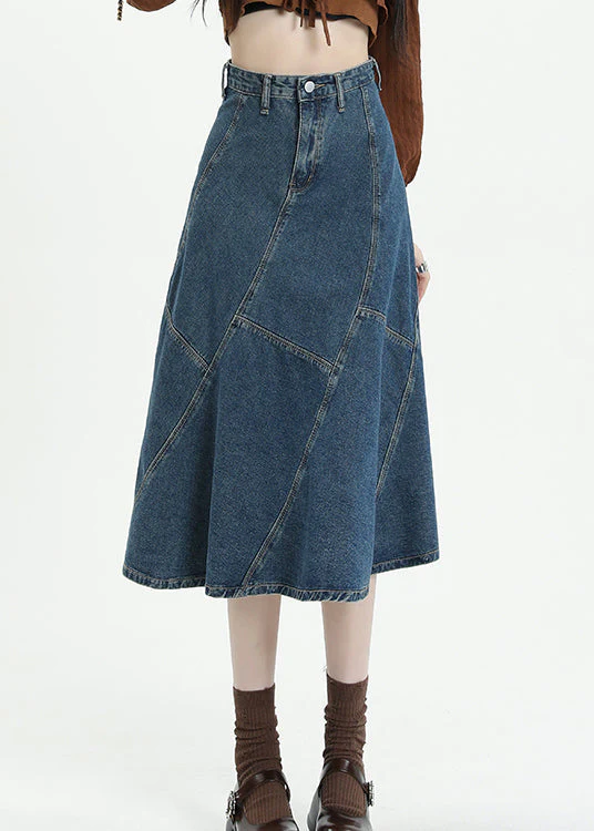 Original Design Blue High Waist Patchwork Denim Skirts Spring Summer - konjwa