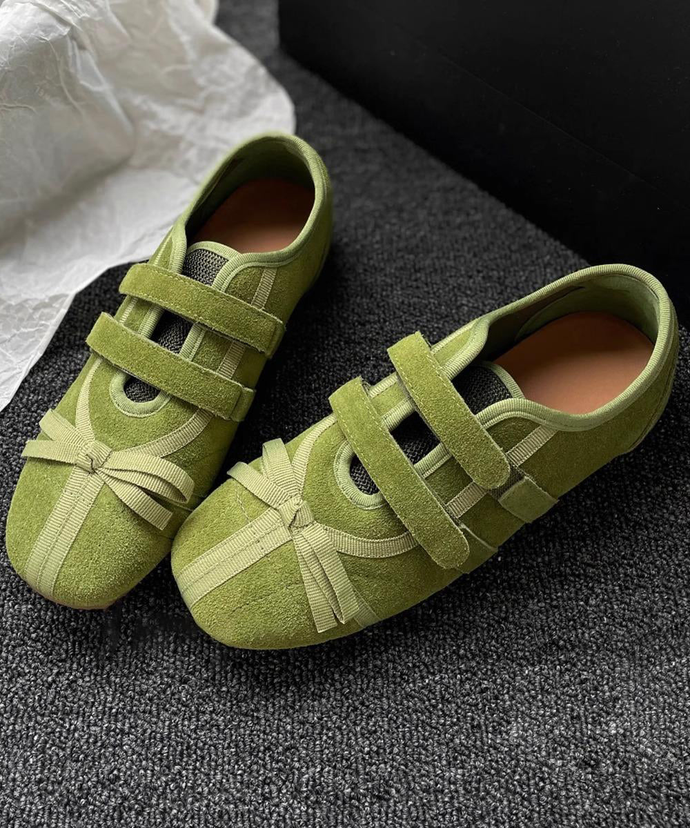 Casual Versatile Splicing Soft Flat Shoes Green Suede - konjwa