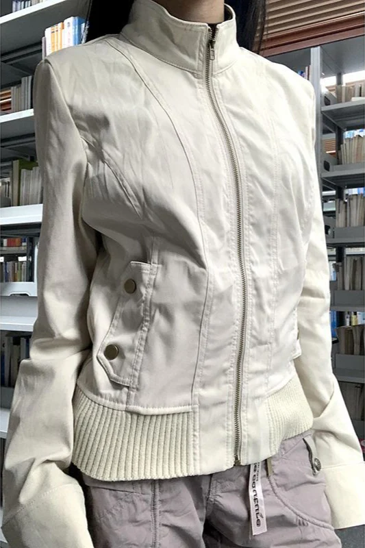 Cropped Utility Stand Collar Jacket - konjwa