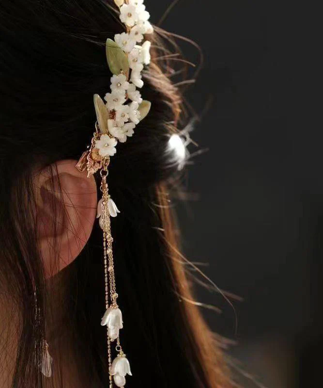 Vintage Rainbow Alloy Pearl Butterfly Floral Hairpin - konjwa