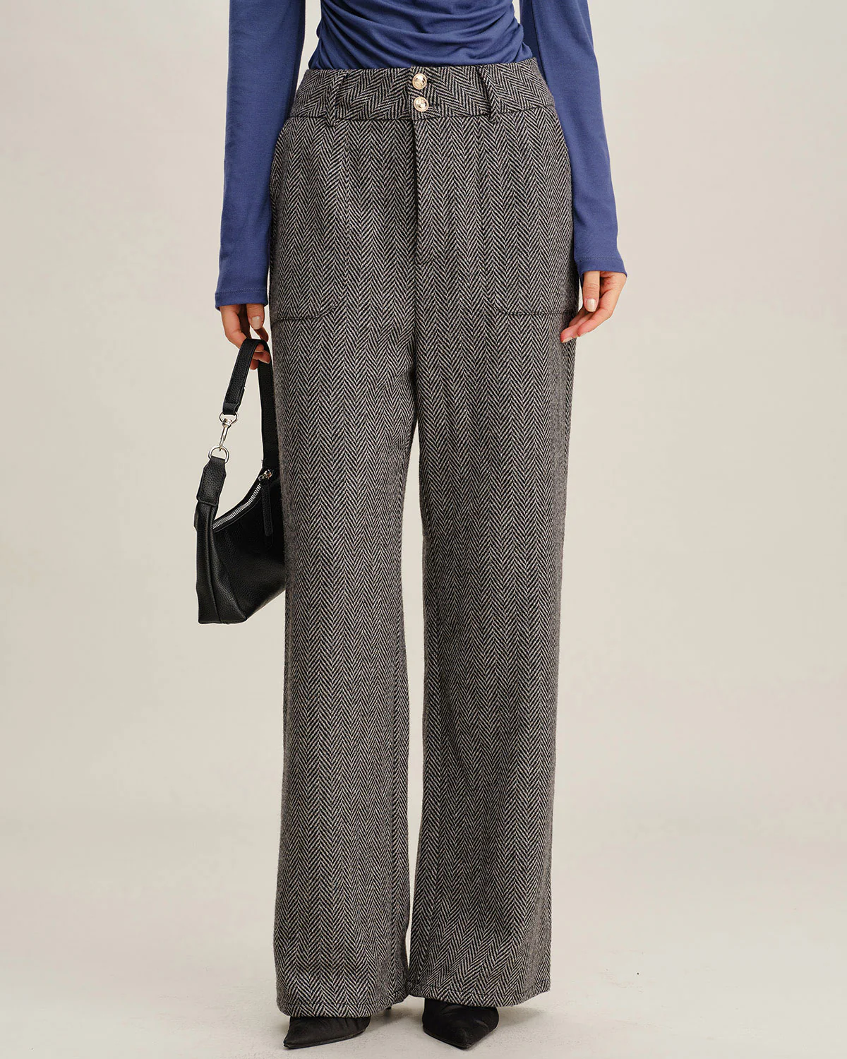 Grey Tweed Straight Pants - konjwa