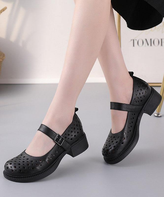 2025 Chocolate Hollow Out Flat Feet Shoes Genuine Leather - konjwa