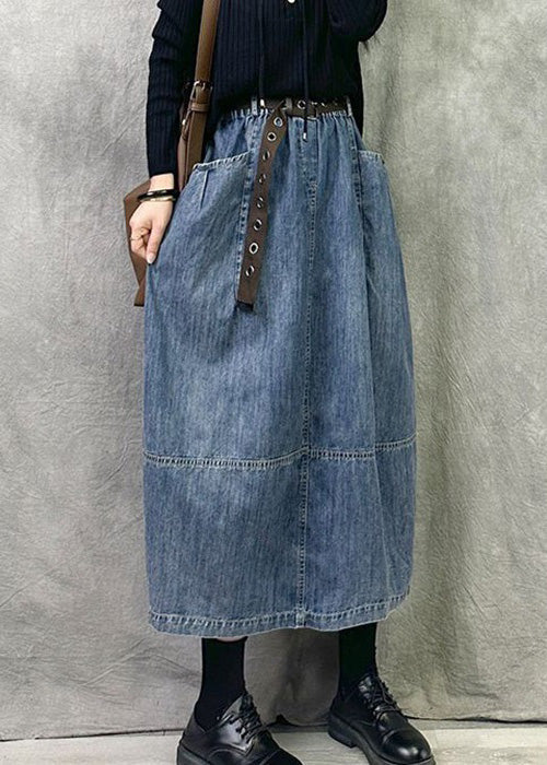 Modern Old Blue Pockets High Waist Denim Skirt Spring - konjwa
